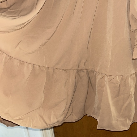 Tan Long Sleeve Tiered Sundress with Mock Neck - Picture 8 of 8